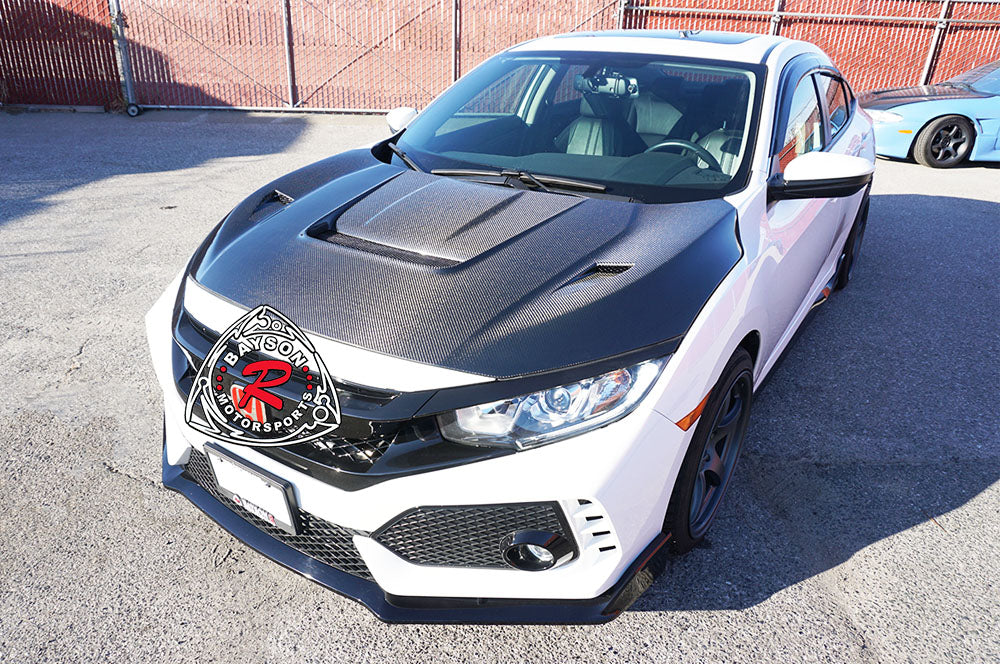 VR Style (Carbon Fiber) Hood For 2016-2021 Honda Civic (Wont fit Type R FK8)