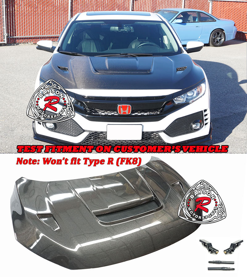 VR Style (Carbon Fiber) Hood For 2016-2021 Honda Civic (Wont fit Type R FK8)