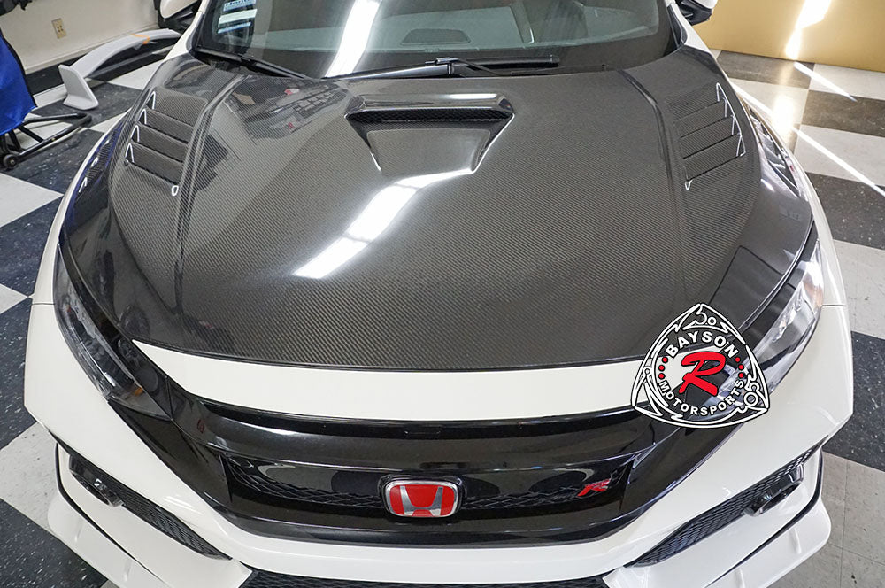 MU Style (Double Sided Carbon Fiber) Hood For 2017-2021 Honda Civic Type R (FK8)