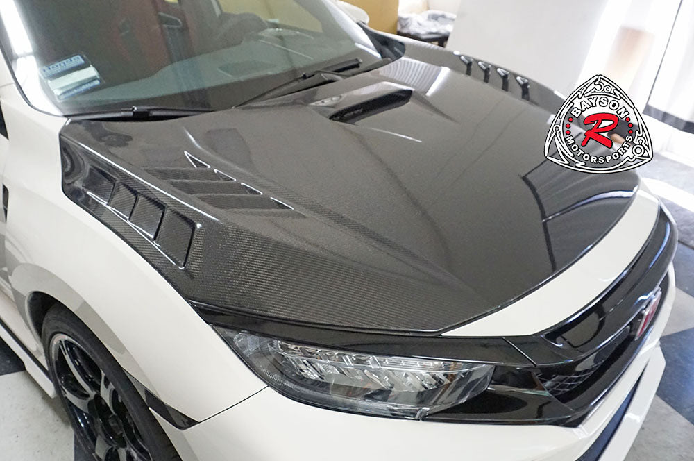 MU Style (Double Sided Carbon Fiber) Hood For 2017-2021 Honda Civic Type R (FK8)