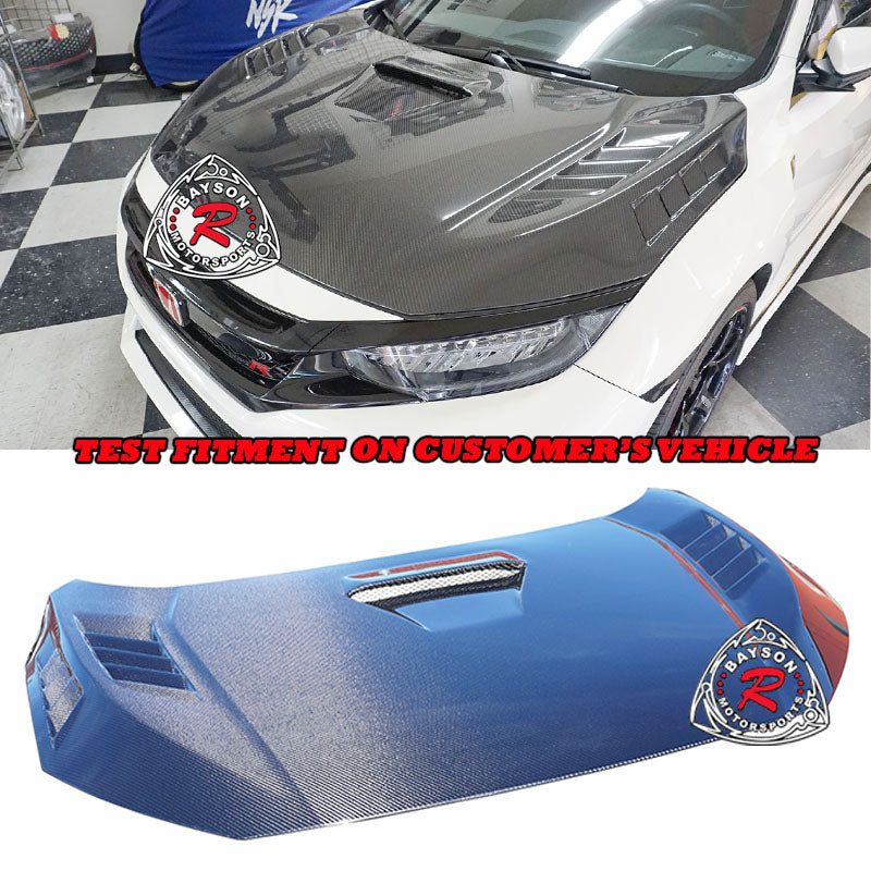 MU Style (Double Sided Carbon Fiber) Hood For 2017-2021 Honda Civic Type R (FK8)