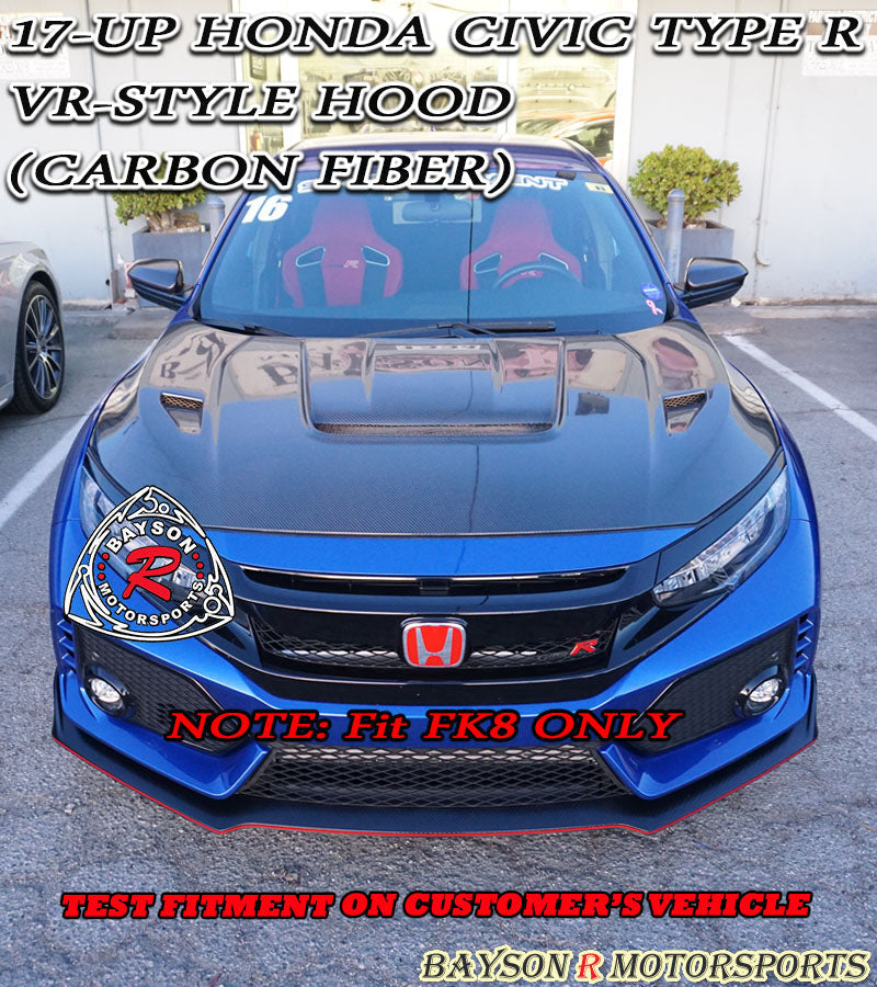 VR Style (Carbon Fiber) Hood For 2017-2021 Honda Civic Type R (FK8)